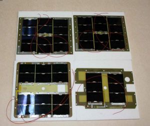 Solar panel set ready for final assembly on the face sides of KiwiSAT